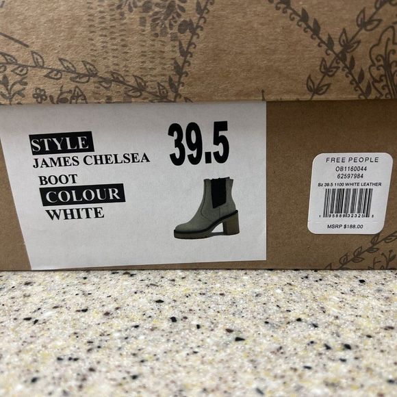 Free People James‎ Chunky Heel Chelsea Boot White Leather Size US 9.5 - Picture 6 of 8